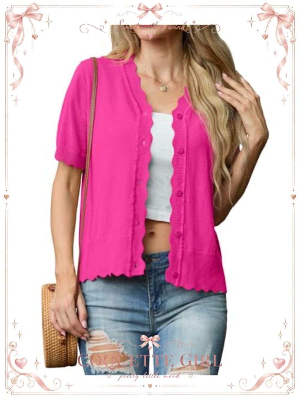Lightweight Knit Shrug Short Sleeve Open Front Cardigan Button Down